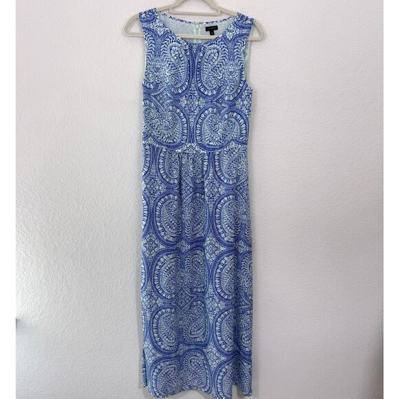 Talbots Dresses & Skirts - Talbots Womens Sleeveless Maxi Dress Size 8 Chiffon Flowy Floral Paisley Blue
